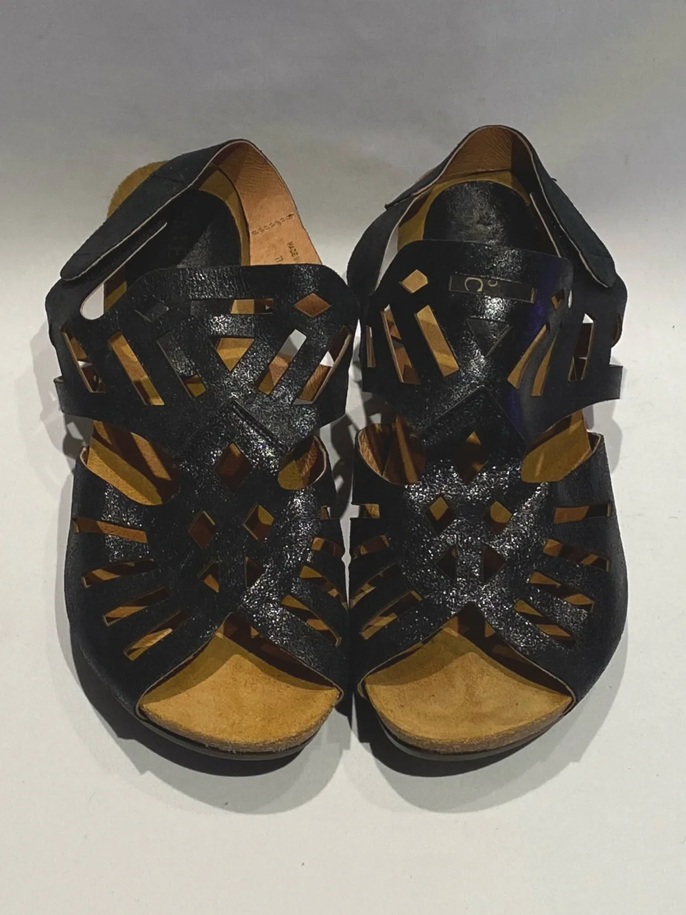 Sesto Meucci Navy Laser-Cut Leather Sandals, size 11, NWOB